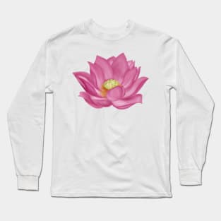 Pink Lotus Blossom Digital Art Long Sleeve T-Shirt